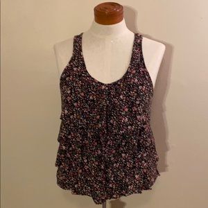 Pink/Black Floral Ruffle Tank Top! 🌸🌷🌹